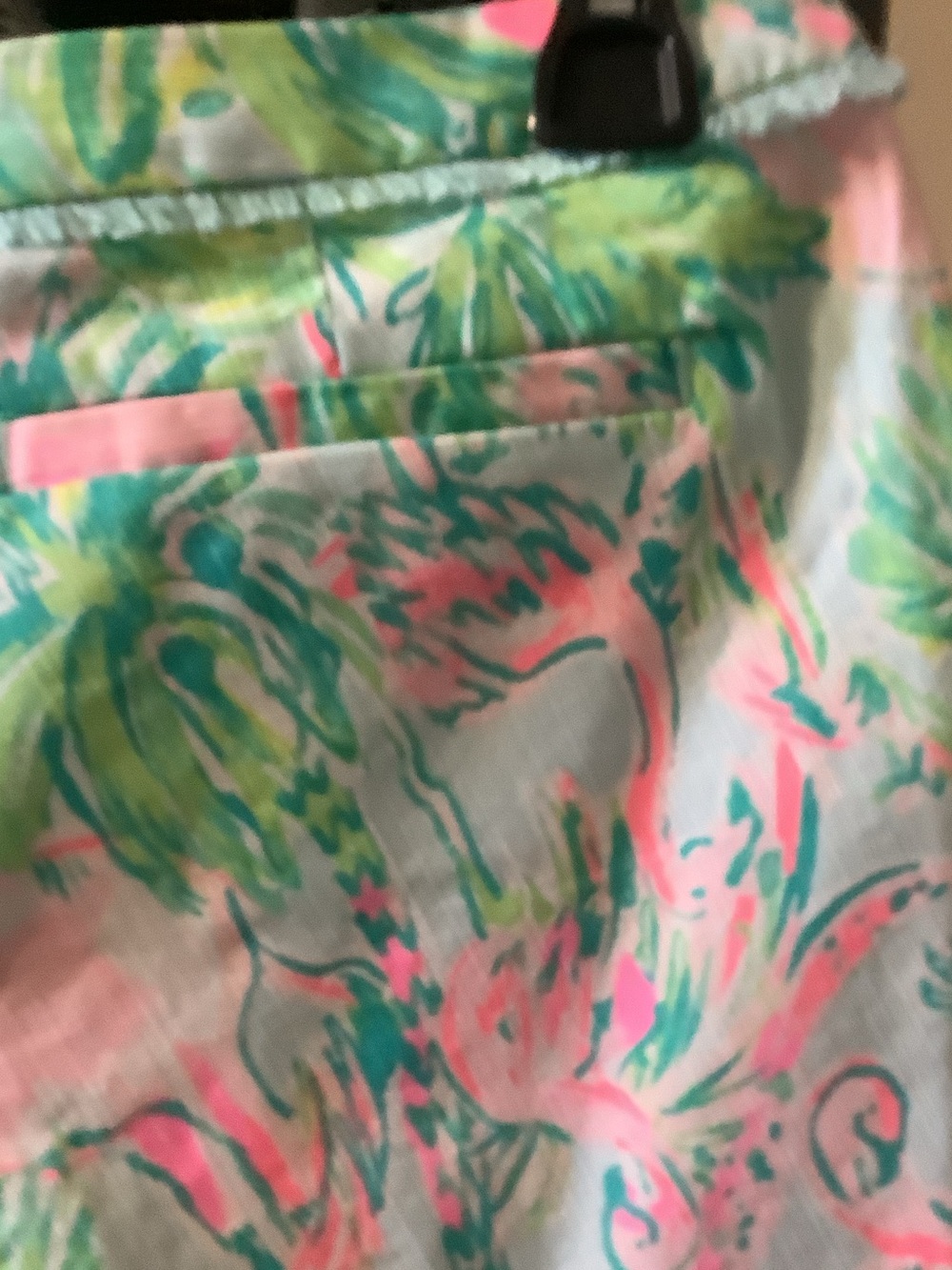 Lilly Pulitzer Pink & Green Tropical Print Athletic Adie Shorts, sea salt Blue - Picture 8 of 9